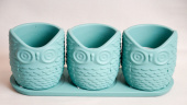 Горшки Совушки 3шт с поддоном
